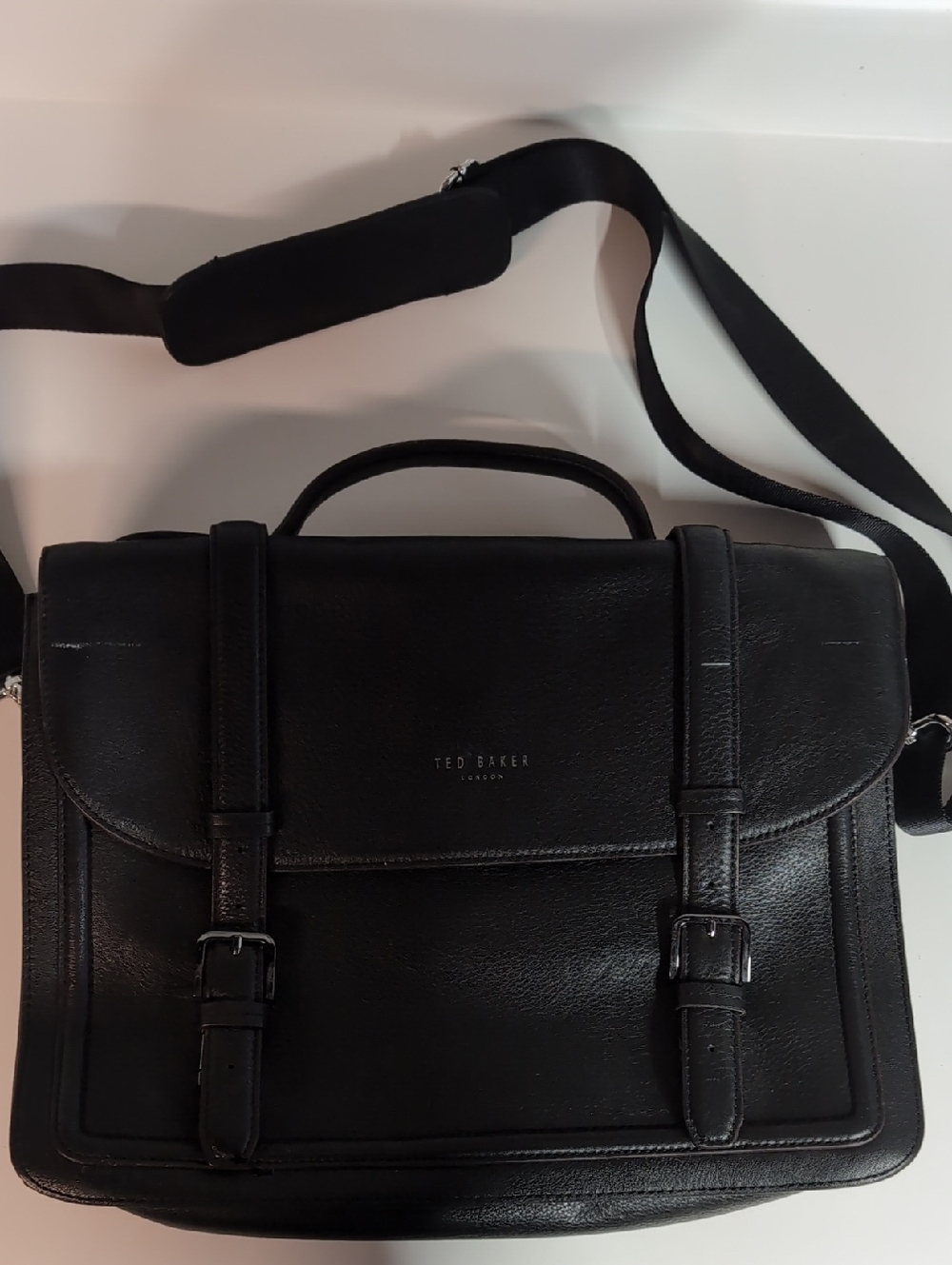 Ted Baker Jagala Black Leather Messenger Satchel